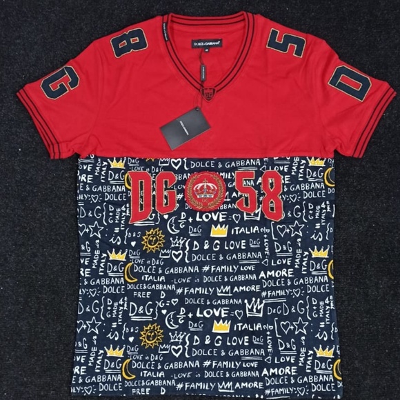 red and black dolce and gabbana shirt